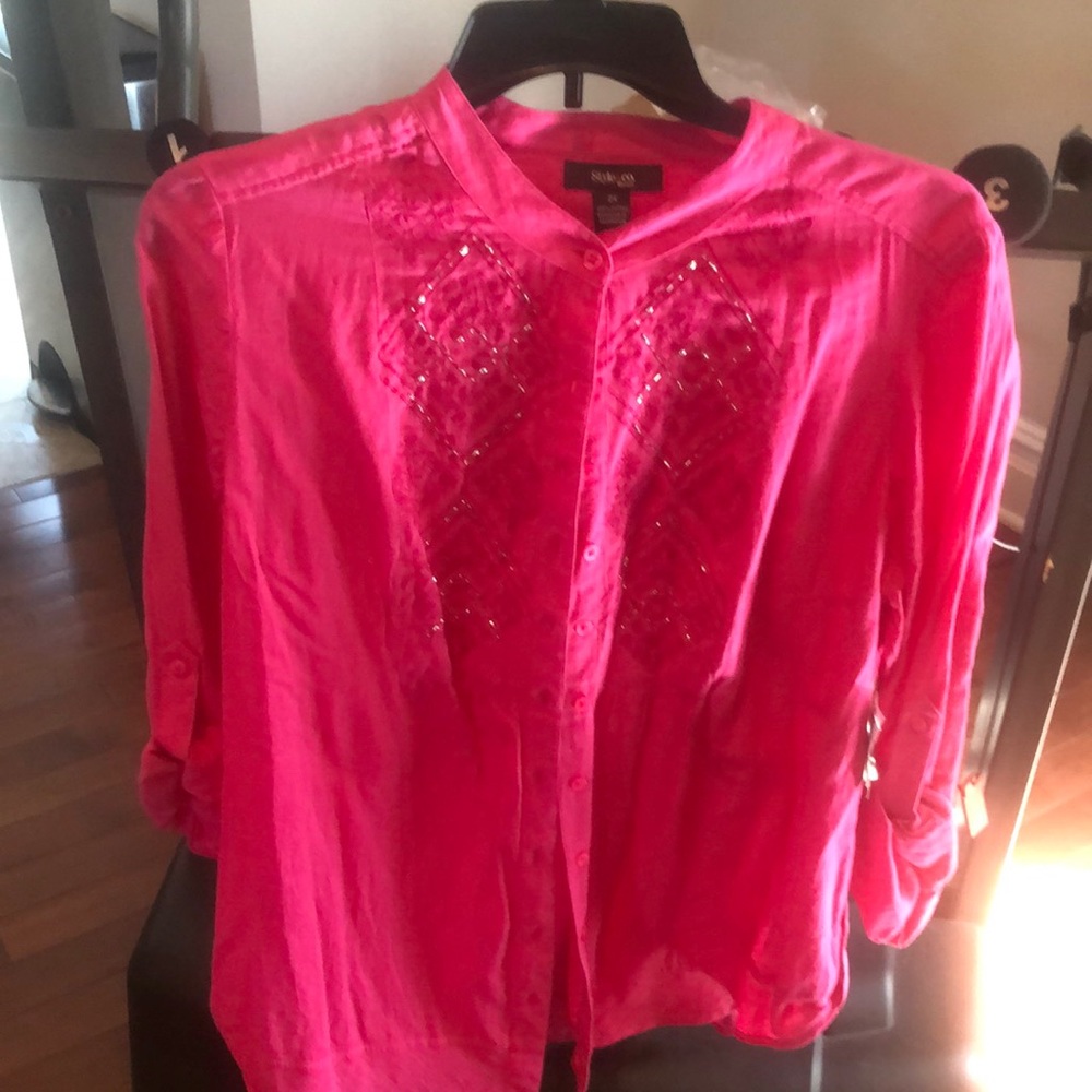 Fuchsia-cotton blouse